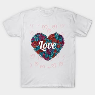 "Brilliant Love Bouquet: Flower Heart T-Shirt Design" T-Shirt